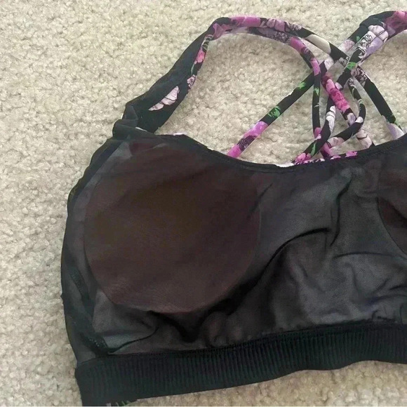 Victoria Secret PINK Sports Bralette Bra Black Purple Racerback Strappy Size Med - Picture 13 of 13